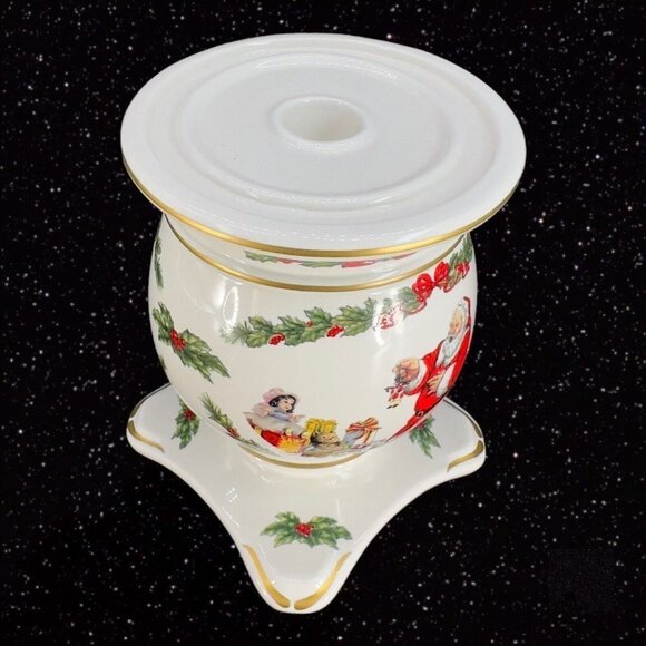 FRANKLIN MINT 1992 Porcelain Candle Stick Holder Night Before Christmas Set 2 - Picture 5 of 14